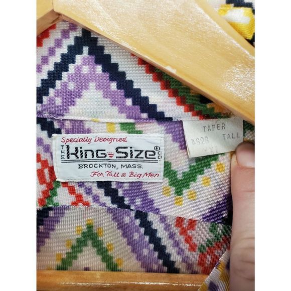 Vintage King Size for Tall & Big Men Button Up Short Sleeve Single Stitch Shirt - Picture 2 of 12